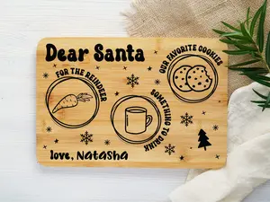 Custom Santa Cookie Plate | Christmas Eve Cookie Tray | Santa Cookie and Milk Platter | Wooden Farmhouse Cookie | Dear Santa Sign