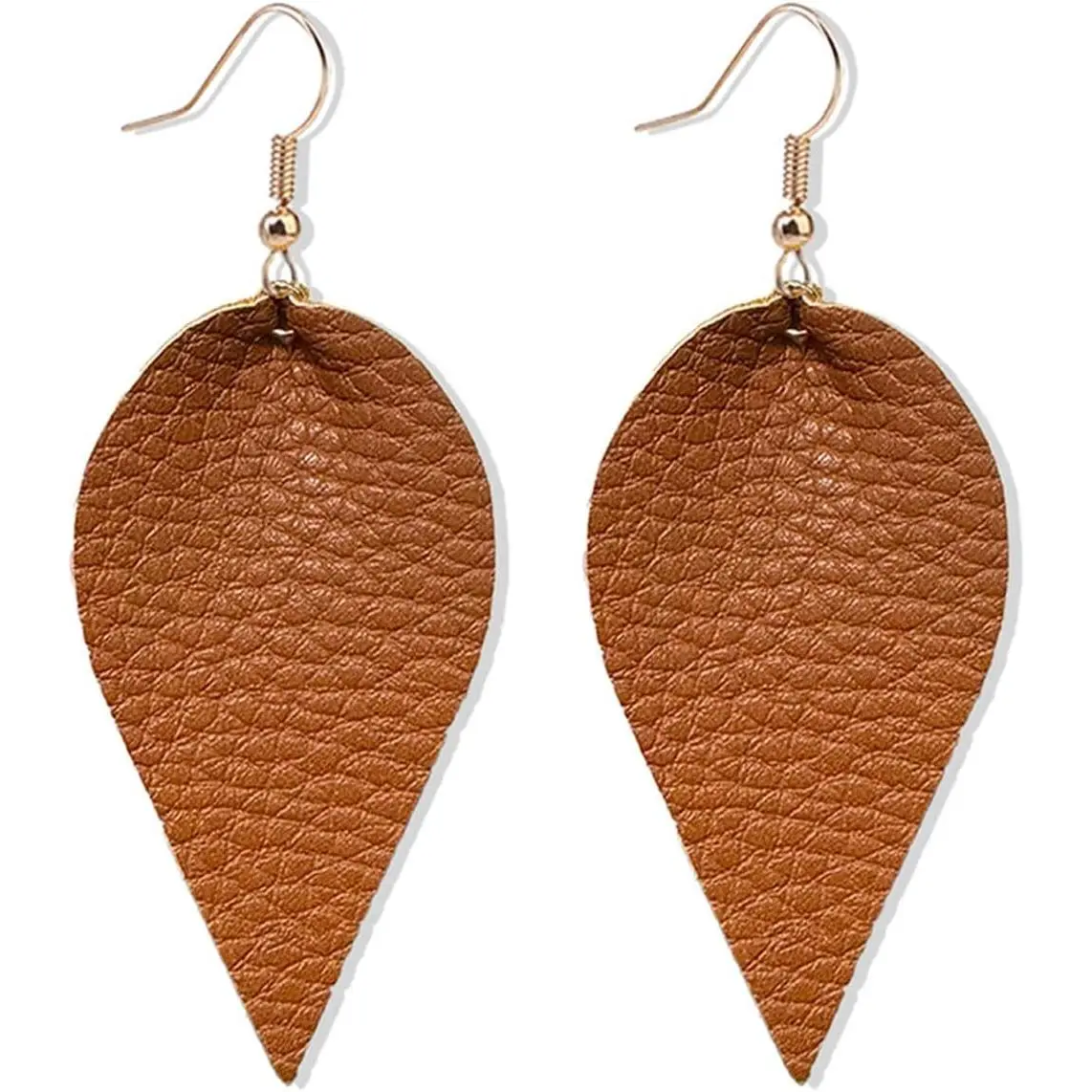 Drop Earrings for Women, Elegant Boho Chic Aesthetic Black Genuine Leather, Geometric Leaf Dangle Jewelry, Lightweight 8*3.5cm for Casual & Evening Wear