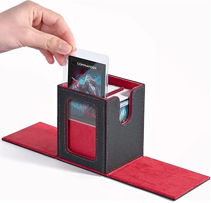 TINTEK MTG Deck Box with Commander Window Display, Trading Card Storage Box Holds 100 Double-Sleeved Cards Suitable for TCG/CCG/PTCG/EDH/Sport Cards