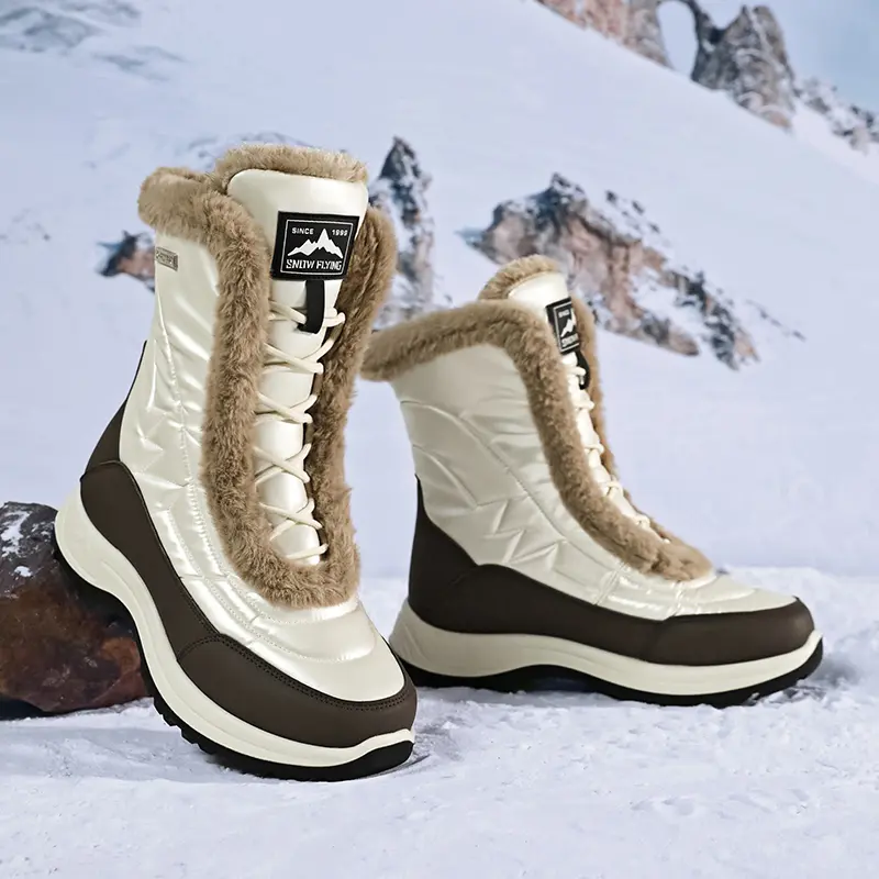 Outdoor Warm Waterproof Snow Boots Non-Slip Plush Winter Long Boots Thickened High-Top Cotton Shoes