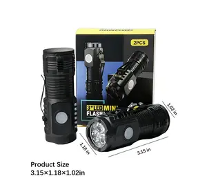 2-Pack Mini Cannon LED Flashlight Torches, High-Lumen USB Rechargeable Headlamp with 3 Modes, Zoomable Beam – Mini Travel Products, Camping Gear, Outdoor Gadgets, Light Up Torches for Camping summergarden