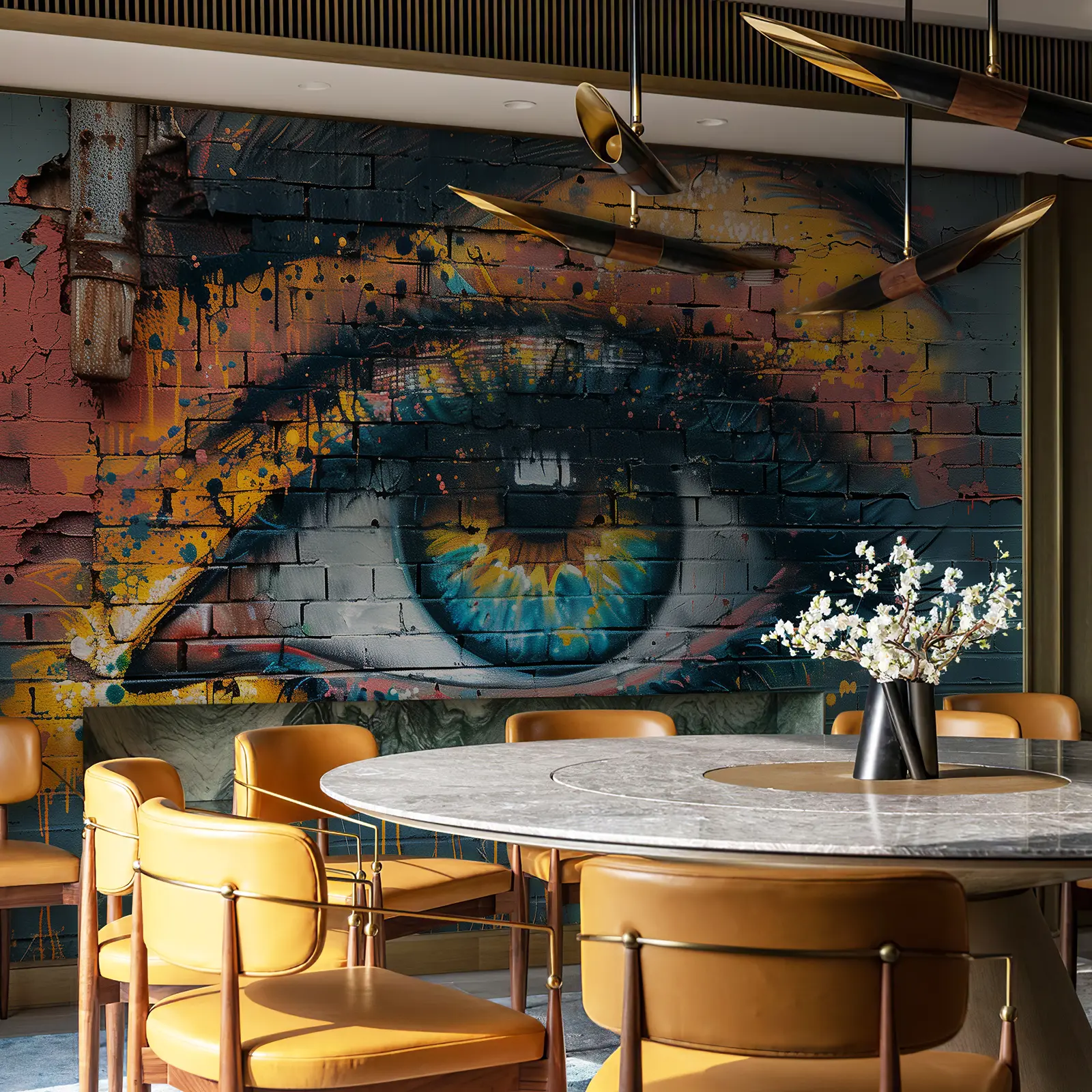 JiffDiff Graffiti Brick Wall Mural Peel and Stick Wallpaper 148" x 98" Large Street Art Wall Mural, Self Adhesive Canvas Wallpaper for Bedroom Office Cafe Studio Game Room and Accent Wall Decor