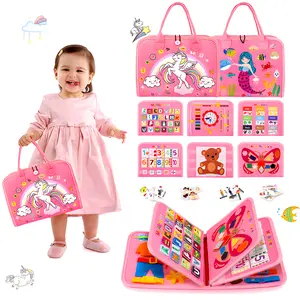 Busy Board for 1 2 3 4 Year Old Toddlers, Busy Book for Toddlers 1-3, Preschool Learning Activity Fine Motor Skills Airplane Car Travel Essentials，Montessori Educational Toys Sensory Board--wjlm