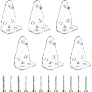 6 Pieces 1 Inch Clear Plastic Hold Down Brackets Mini Blind Hold Clips, Blinds Bottom Rail Replacement Parts with Installation Screws for Windows Doors
