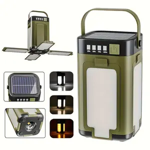 Portable Camping Handheld Lamp, Solar Rechargeable LED Lantern, Six Light Modes, Foldable Clover Shape, Ideal for Hiking, Travel, Fishing