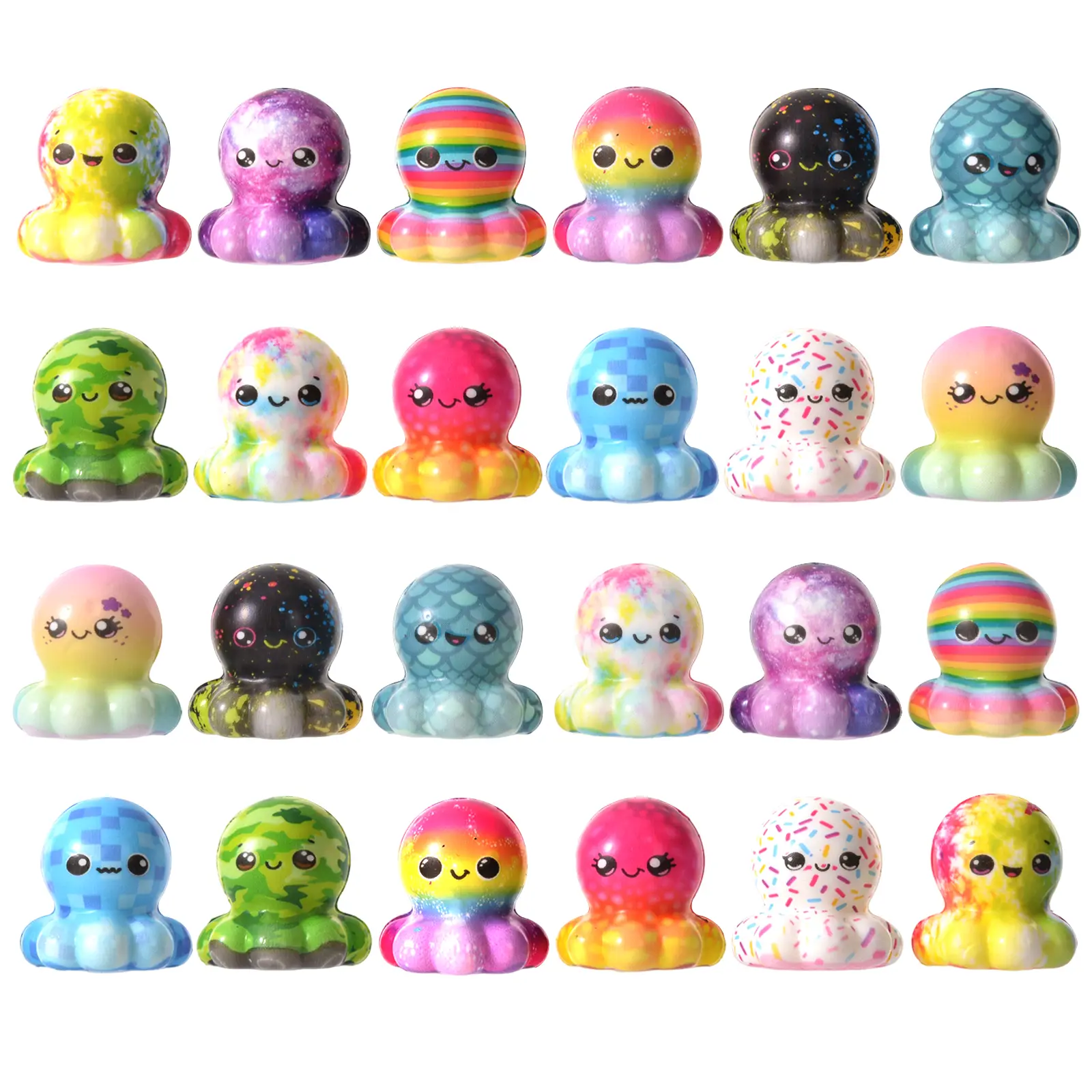 24pcs Mini Octopus Slow Squishies Toys - Assorted, Colorful Decompression Squishy for Neurodivergent Kids, Oddly Satisfying Fidget Stress Relief, Party-Favor Win Prizes