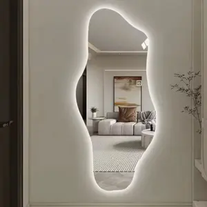 Modern Full-Length LED Wall Mirror with Decorative Glass for Living Rooms and Bedrooms Simple Style Enhancer