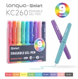 【Emotional dopamine】Languo 9PCS Erasable Gel Pens Crumb-Free Smooth 0.6mm Fine Tip for School Writing Daily Journaling Note-Taking Aesthetic DIY Art Supplies Pack Retractable electric erasers office student gift languo pen set artist  perfect tool colored