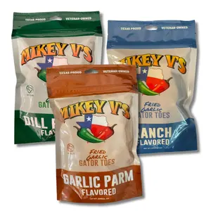 Mikey V's Fried Garlic "Gator Toes" 3.9oz Bag - 3 Flavors Bundle  (Dill Pickle, Garlic Parmesean, Ranch Snack Crispy Chips). Gator Toes Variety Pack. STRONG Garlic Flavor!!!!