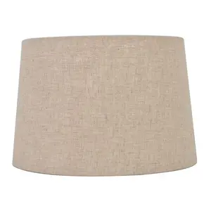 allen + roth 0616189 | 9-in x 13-in Tan Linen Fabric Drum Lamp Shade