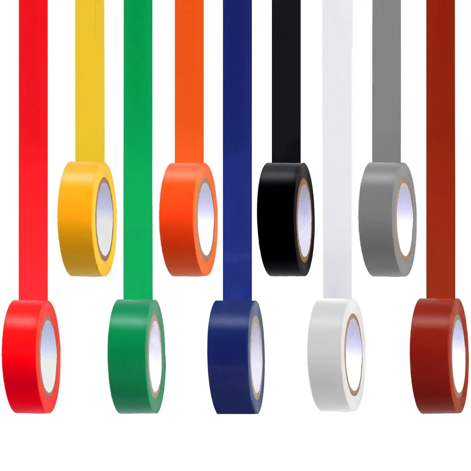 9 Pack Coloured Electrical Tape, Electrical Tape Colours Water, Sun, and Oil Resistant, Suitable for Most Domestic, Commercial, and Industrial environments.