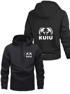 Men's Fashion Jacket with Kuiu Logo, Stylish Zip Pocket, Casual Hooded Design, Polyester Material, Spring & Fall Wear, Loose Fit