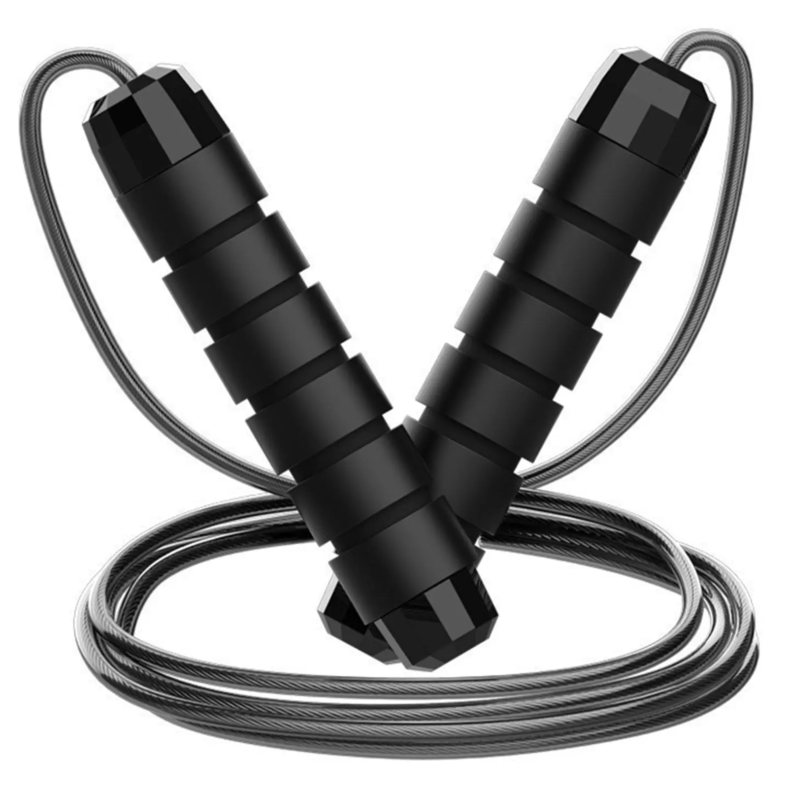Cordless Weighted Skipping Rope for Adults - Women's Fitness Rope with Large Ball Counter, LCD Display