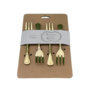 Artistic Accents Gold Dessert Forks - Set of 4 Handcrafted Specialty Forks