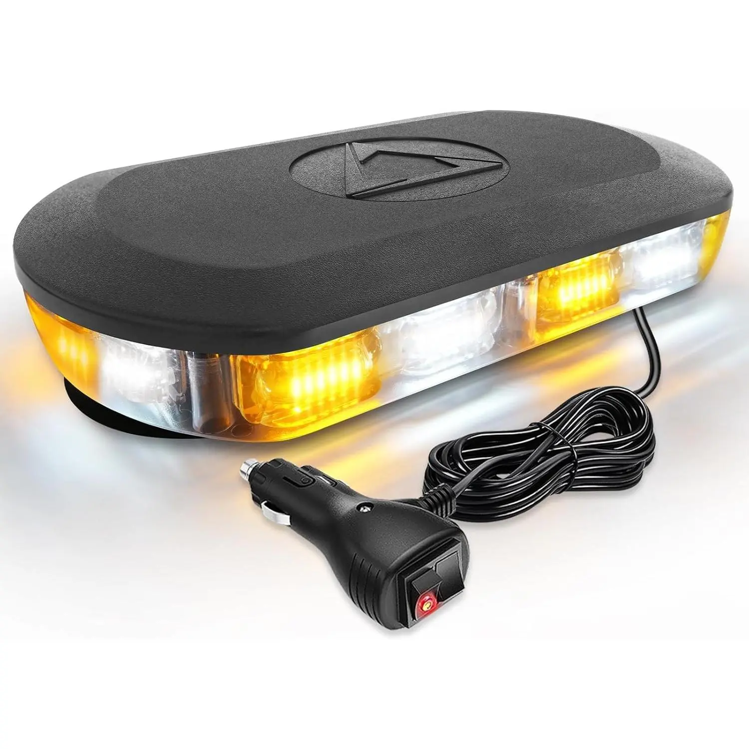 HLauto 700A Rooftop Emergency Strobe Lights Bar, 72 LED Amber White Mini Beacon Safety Flashing Warning Traffic Lights Bar w/Magnetic Base for 12-24V Trucks, Construction Vehicles, Snowplow, Cars