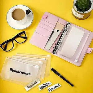 20pcs A6 Loose-leaf pvc zipper bag, Waterproof transparent file bag, Easy to change, soft material, Personal Organizer