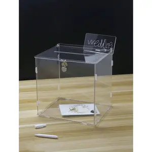 1pc Acrylic Collection Box With Lock, Clear Wedding Party Card Box, Detachable Birthday Card Case Organiser water  jewelry  box