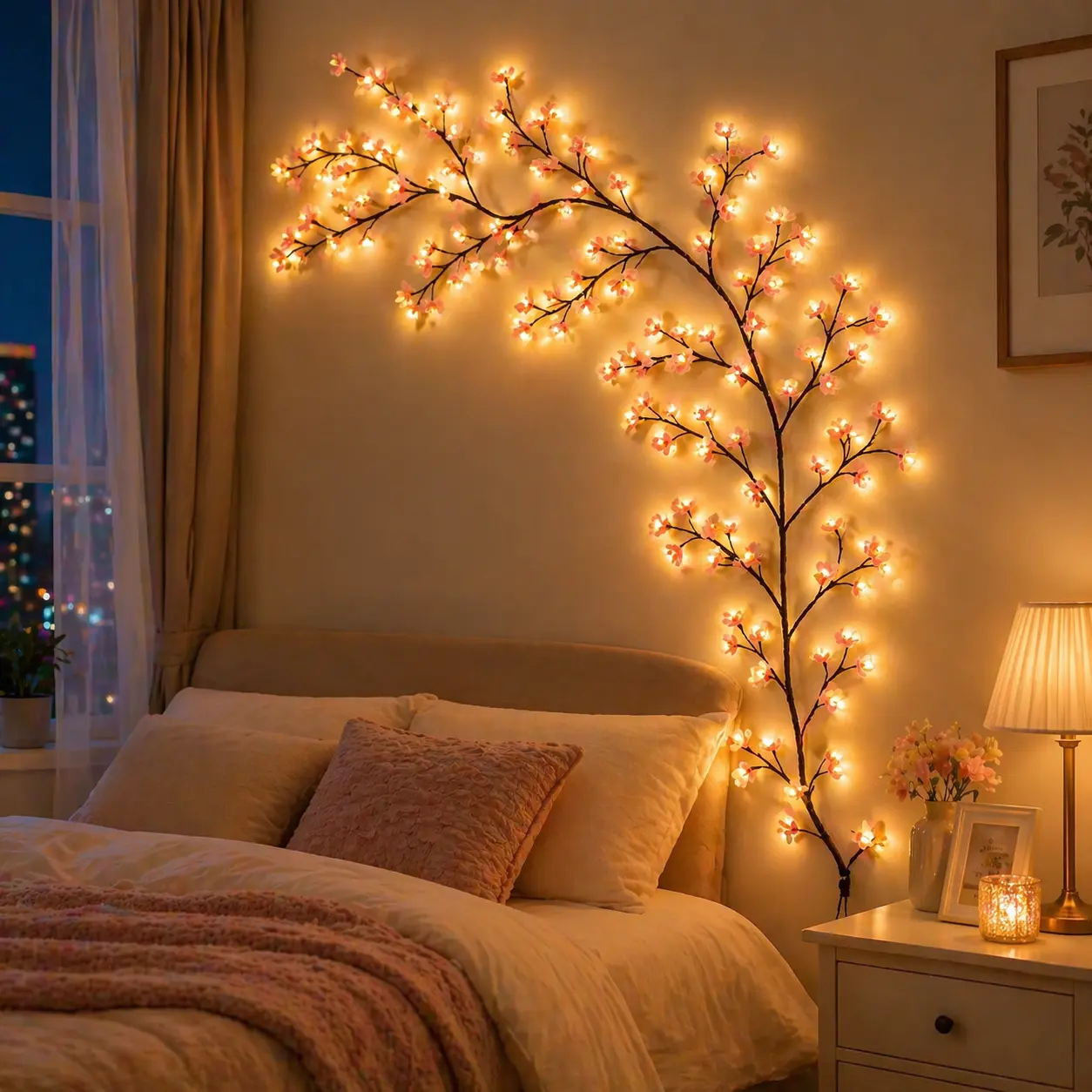 Cherry Blossom LED Wall Tree Lights, 96 LEDs Fairy Branch Lights with Remote, 8 Modes, Aesthetic Room Decor Lights for Bedroom Wall, Window, Living Room, Wedding, Mother's Day, Party Home Decoration Indoor summerwins