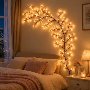 Cherry Blossom LED Wall Tree Lights, 96 LEDs Fairy Branch Lights with Remote, 8 Modes, Aesthetic Room Decor Lights for Bedroom Wall, Window, Living Room, Wedding, Mother's Day, Party Home Decoration Indoor