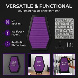 2026 New Gothic Purple Halloween Felt Message Board Reusable DIY Custom Letter Sign Creative Wall Art Decoration for Home Bedroom Halloween Party Indoor Spooky Season Festival Decor