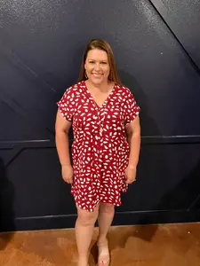 Crimson mix print dress