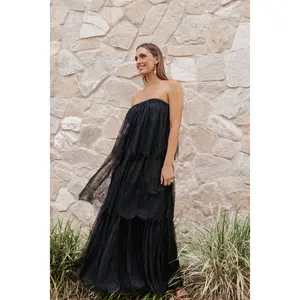 Bloom Strapless Maxi Dress - Black Lace
