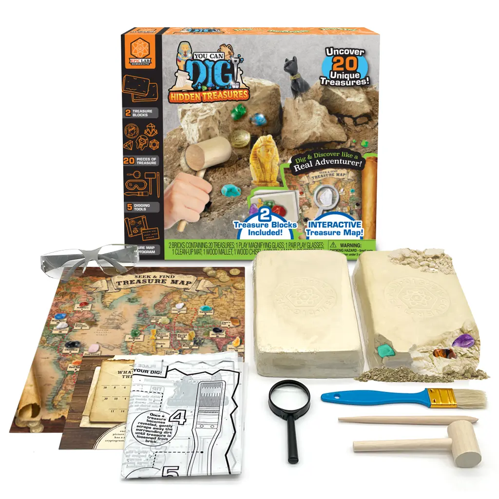 ArtSkills Epic Lab Hidden Treasures Dig Kit - Dig Up 20 Artifacts & Gemstones Science Kit for Kids - Gift for Boys and Girls