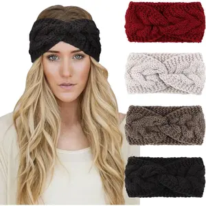 Winter Knit Chunky Headbands for Women Crochet Turban Knitted Ear Warmer  Wrap Winter Accessories 4 Pack