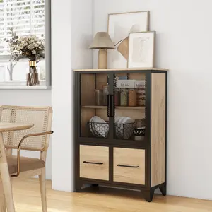 [Bellemave] Storage Cabinet With Doors & Metal Handle, Sideboard With Adjustable Shelf, Easy Assemble,For Living Room,Kitchen