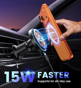 15W 3-in-1 Magnetic Wireless Car Mount Charger, Phone Holder for iPhone 17/17 Pro/16/15/14/13/12 Series Accessories, Gifts for Men
