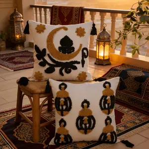 Bohemian Style Embroidered Design Pillow Cover Set, 45x45cm Decorative Cushion Case for Living Room & Bedroom, All-Season Use, No Filler Included