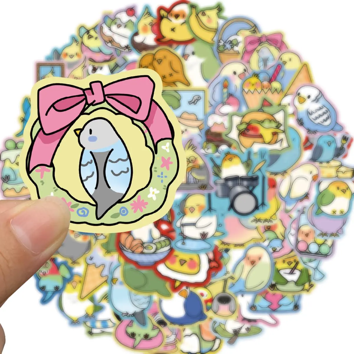 Cute Cartoon Parrot Pattern Sticker, 70pcs/set Self Adhesive Aesthetic Bird Decals, Waterproof Vinyl Stickers for Scrapbooking Water Bottle Planner Journals