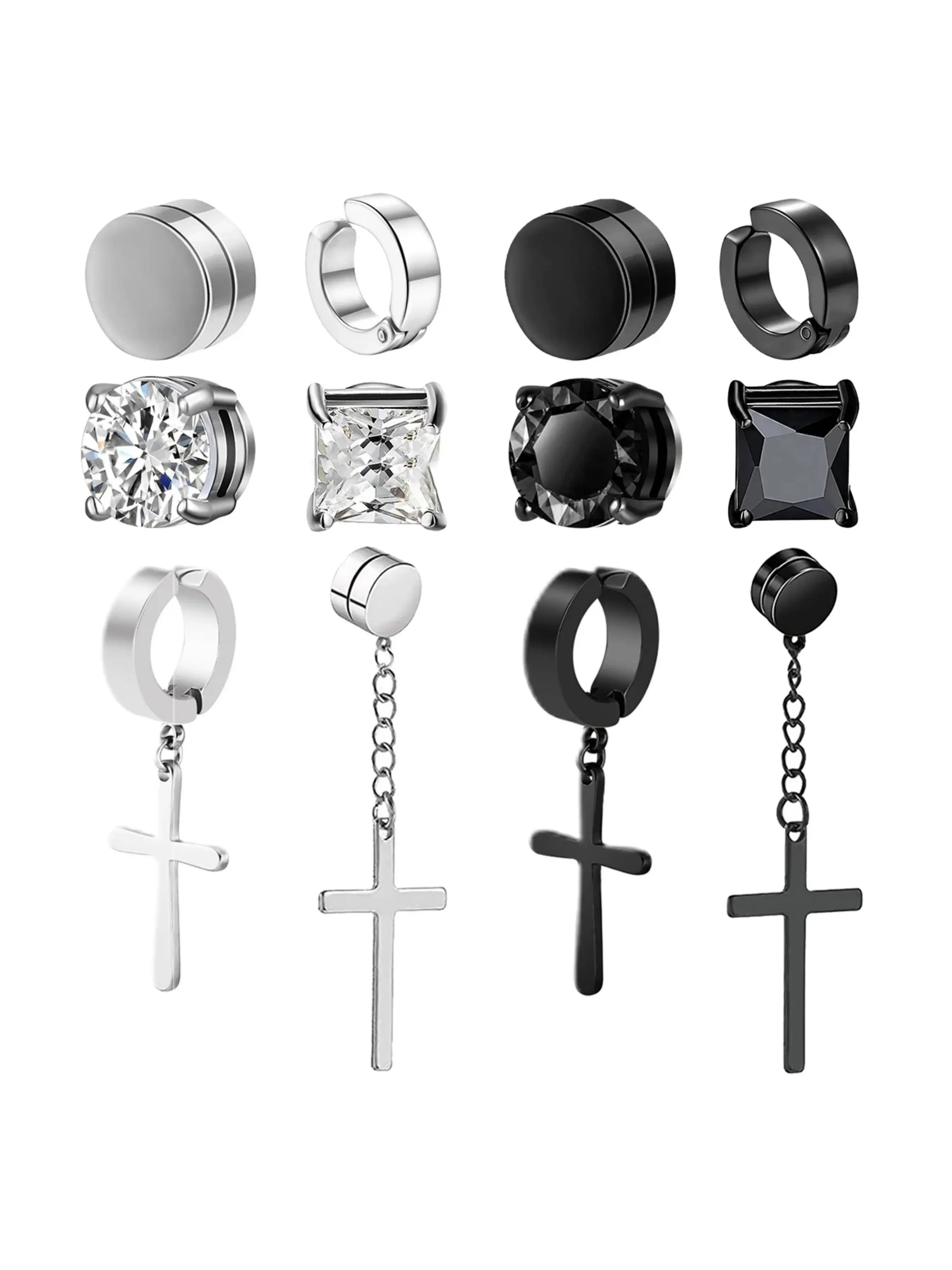 1 Pair Ear Clip Fake Ear Hoops for Men and Women, Magnetic Ear Clip Stainless Steel Casual Earring Clip on Pendant Earings Men Women Jewelry