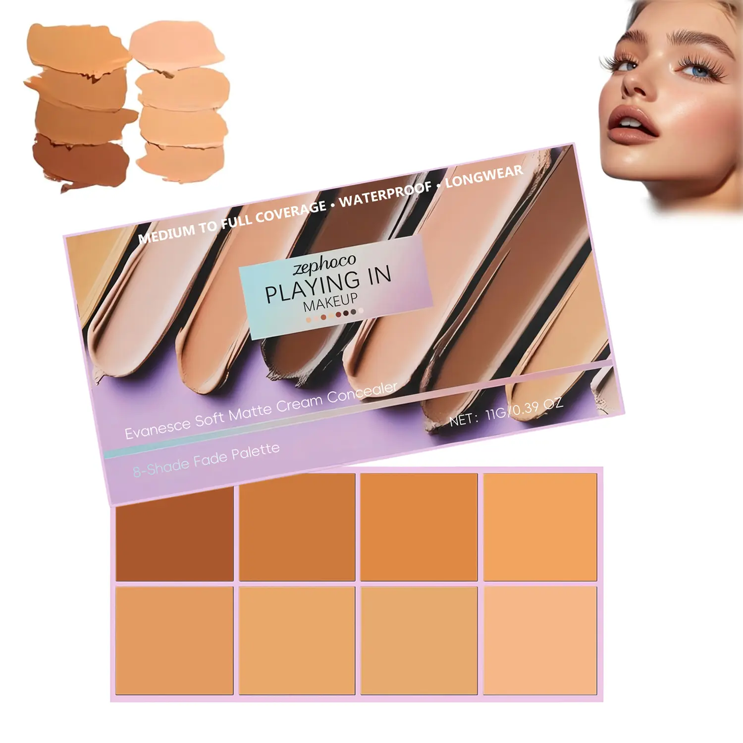 8-Shade Concealer & Color Corrector Palette for Bright Undereye & Uneven Skin Tone - Full, All Day Coverage Cream Cosmetic, Waterproof & Non Toxic, Buildable Makeup Coverage