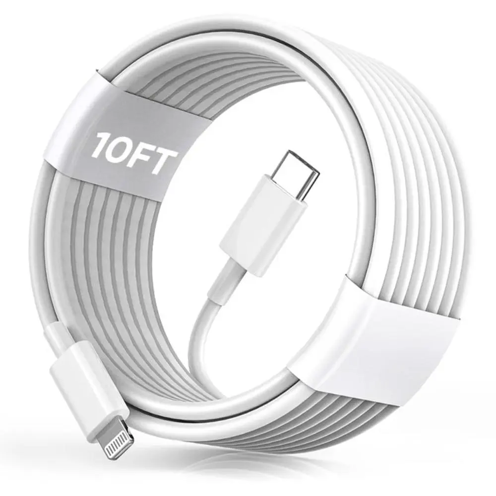 USB C to Lightning Flat Cable [MFi Certified] 10FT Durable Electronic Cellphone iPhone Fast Charger Cable Power Delivery Type C Charging Cord Efficient Data Transfer Compatible with iPhone 14 13 12 11 Pro Max X XS XR 8 7 6s Plus SE Devices