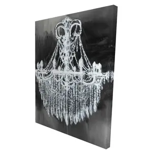 Begin Home Decor 2080-4836-SL17 36 x 48 in. Big Glam Chandelier - Still Life Office Canvas for Home Decor