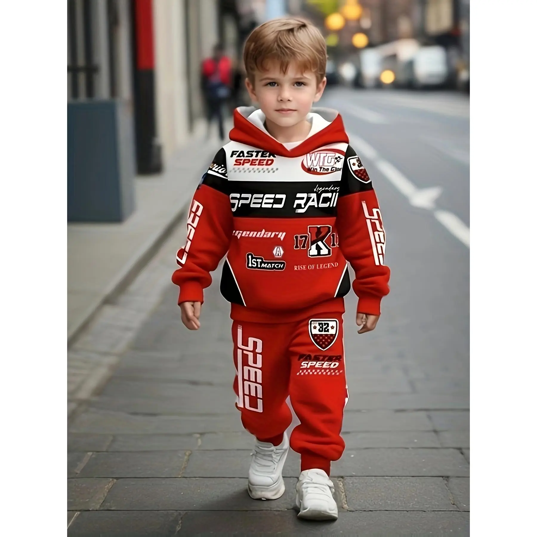[Casual Motorcycle Suit] 2pcs/set Boys Motorcycle Suit |   Casual Racing Long Sleeve Set with Letter Print Pattern Sweatshirt and Sports Pants Set - Suitable for Spring and Autumn Seasons, Perfect Choice for Outdoor Activities, Ideal Gift