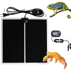 Reptile Terrarium Heat Pad with LCD Digital Aquarium , 5.5 x 6in Power Adjustment Under Tank Heater Mat for Pets, Small , Seedling, 5W