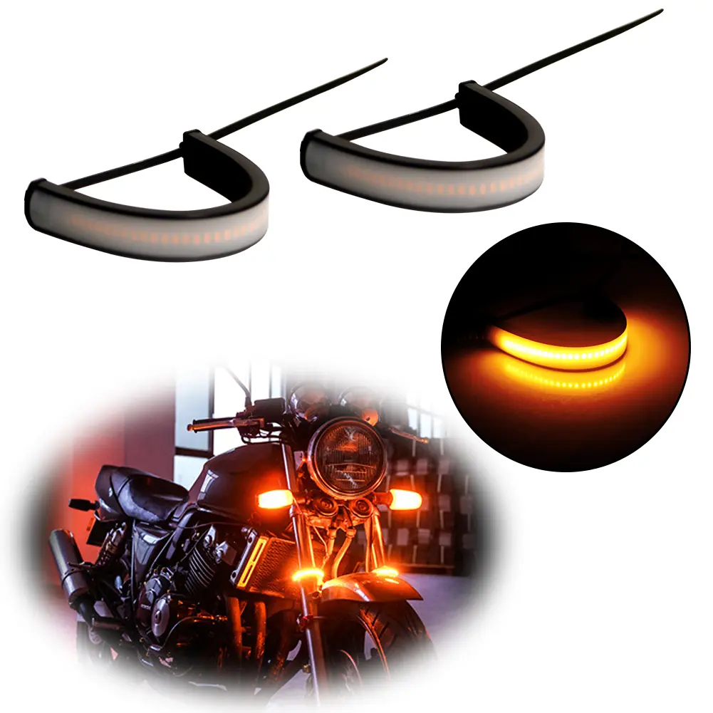 2pcs Universal Super Bright Amber LED Fork Turn Signal Lights Strip For Motorcycle ATV Scooter etc.