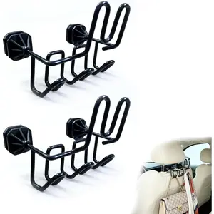 2-Pack Hard Hat Holder for Truck, Car Organizer with 3 Hooks for Safety Helmet, Caps, Jacket & Tool Bag, Black Hard Hat Accessories