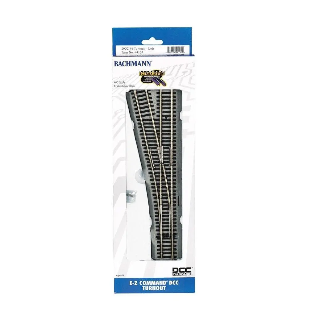 Bachmann BAC44139 HO E-Z Track +Nickel Silver Turnout #4 Left Hand DCC+