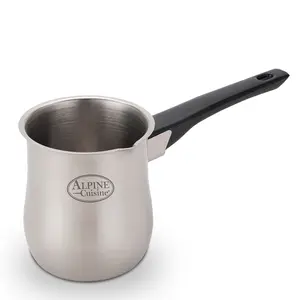 Alpine Cuisine Coffee Warmer 20oz with Heat Resistant Bakelite Handle, Turkish Coffee Maker Butter Warmer Mini Stainless Steel Greek Coffee Heating Melting Milk Pot with Spout for Home & CafÃƒÂ©