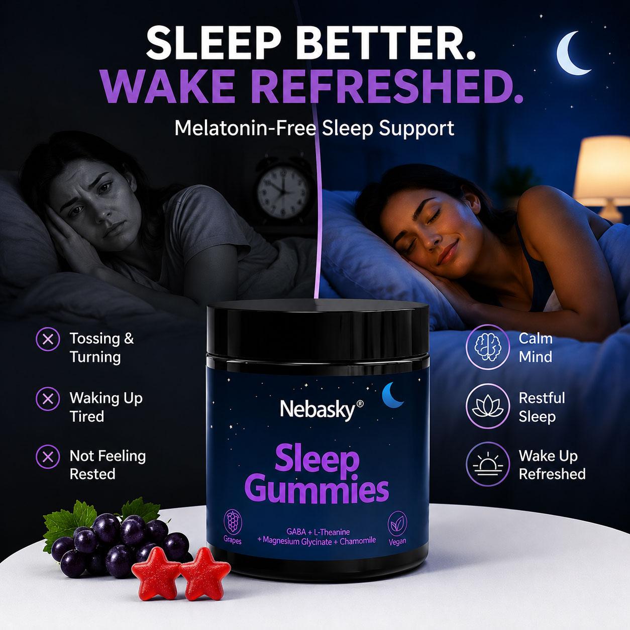 Natural Sleep Gummies - 60 Servings Sweet Strawberry Stars, Melatonin-Free Dietary Supplement for Wellness, Fitness Support (Excludes Creatine Gummies, Suitcase Sleep Pod, Mouth Tape) Natural Sleep Gummies - 60 Servings Sweet Strawberry Stars, Melatonin-Free Dietary Supplement for Wellness, Fitness Support (Excludes Creatine Gummies, Suitcase Sleep Pod, Mouth Tape)