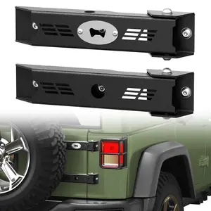 POFENZE Heavy Duty Reinforced Tailgate Hinge Set for 2007-2018 Jeep Wrangler JK JKU Steel Jeep Rear Door Hinges Tail Gate Hinge Bracket for 2/4 Door (Black)