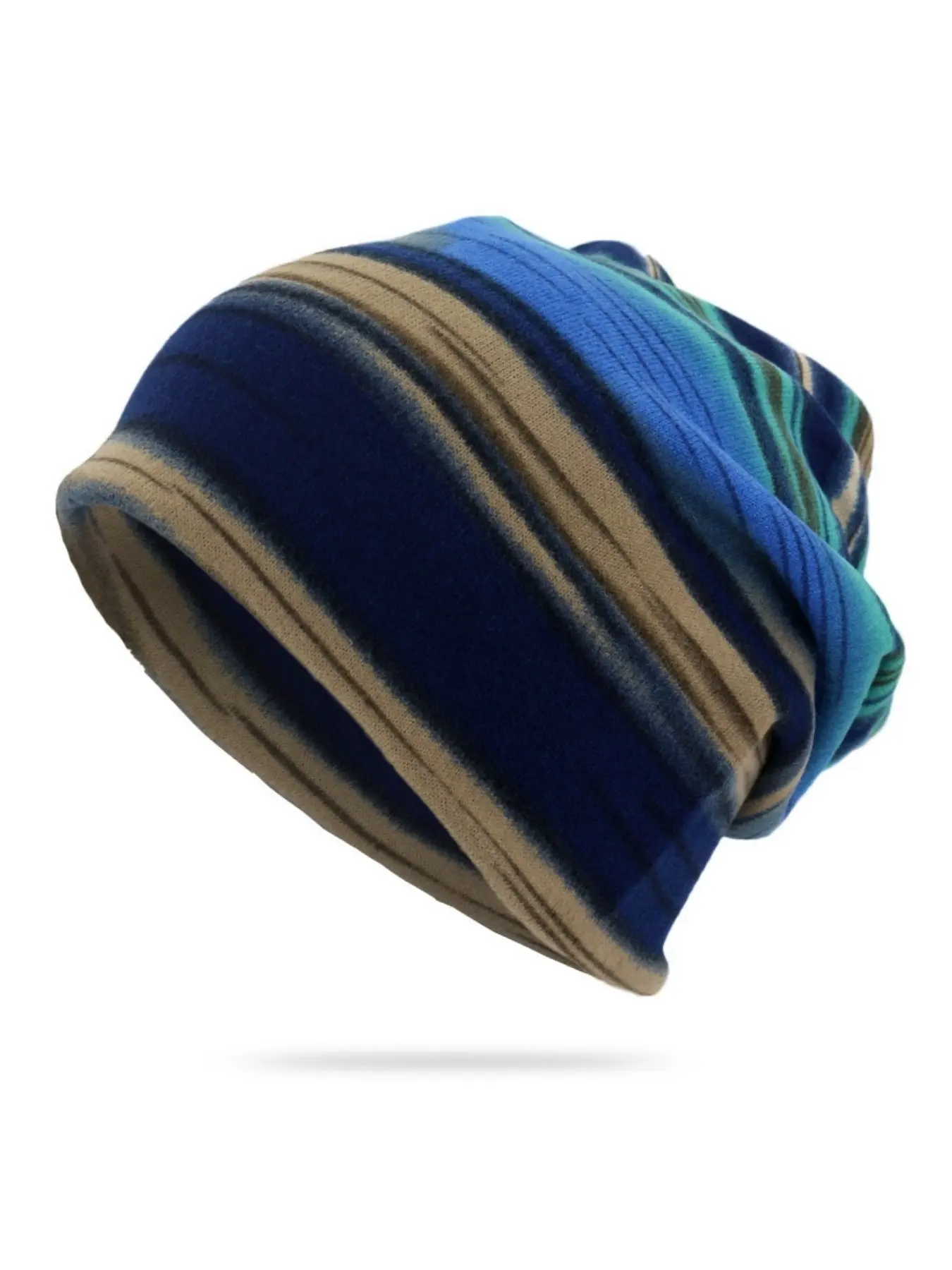 Unisex Striped Loose Knit Hat, Fashionable and Versatile Ponytail Beanie, Outdoor Hats, Fit, Ideal for Outdoor Activities and Everyday Wear in Autumn and Winter
