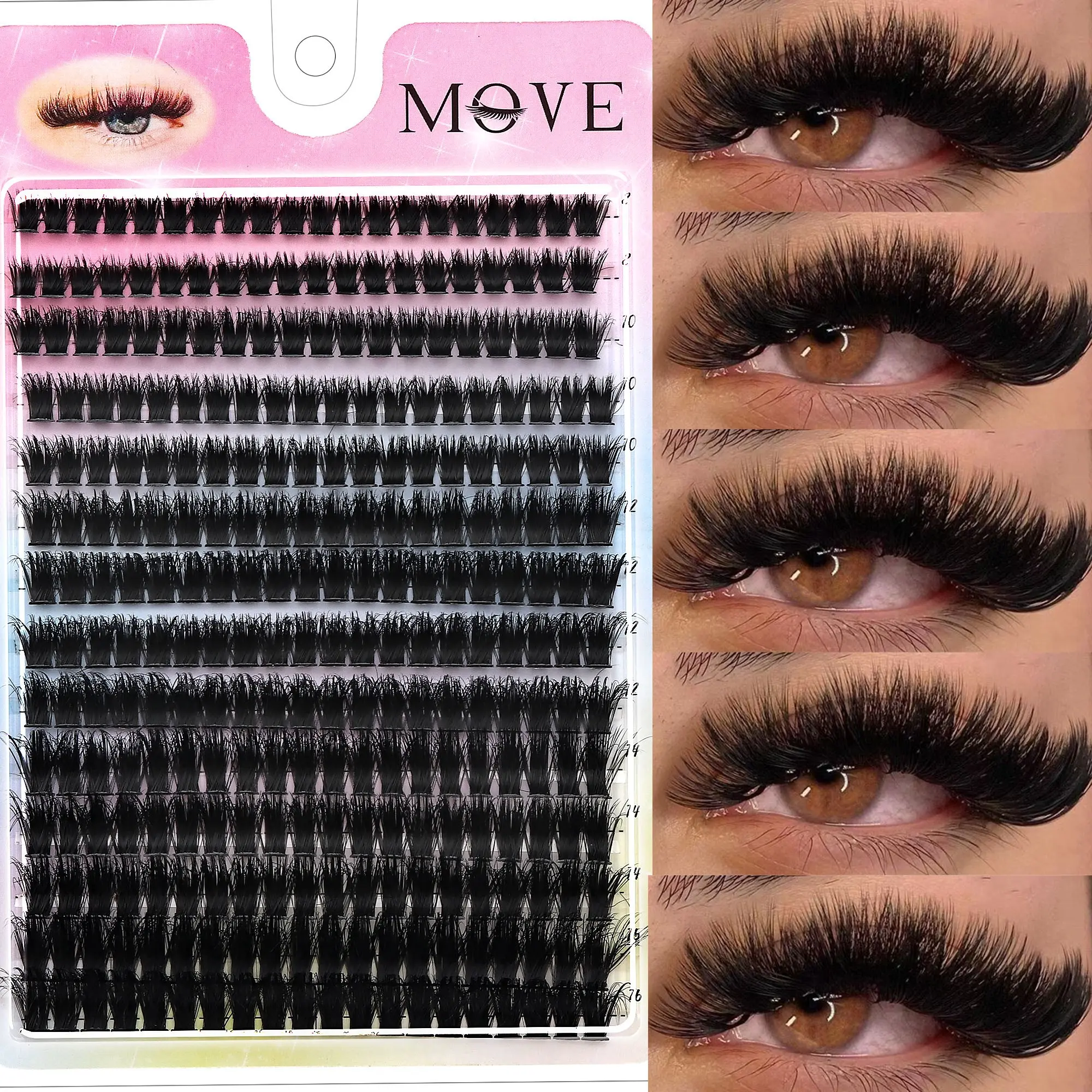 280 PCS D Curl 3D Volume DIY Individual Cluster Lashes, False Eyelash Cluster, Fluffy Eyelash Clusters, 8-16mm Mixed Length Fluffy Eyelash Extensions, Reusable & Beginner-Friendly, Easy To Apply, Valentine's Day Gift For Her