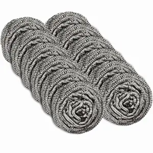 10 (pcs) Stainless Steel Brush Cleaner Balls, Multi-Purpose Kitchen Cleaning Scrubber. Essential Cleaning Tool For Home, Outdoor, & BBQ. 2-In-1 Sponge & Cleaning Ball,Kitchen,Bathroom,Home,Household Supplies