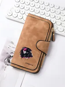 Long wallet with Jack Sparrow from Pirates of the Caribbean pattern fashion card holder, snap closure, zipper wallet|Themed graphic wallet