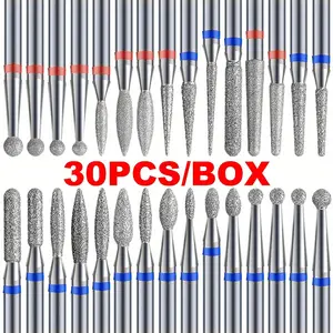30PCS/BOX Diamond Nail Drill Bits Set，Precision Cuticle Bits, Highquality Bits，Nail Tech Manicure Pedicure Remover Tools for Acrylic Gel Nails Salon Home, Manicure Kit, Nail Care Tool