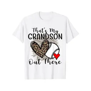 Unisex Baseball T-Shirt for Grandparents – "My Grandson's Over There" Print, Loose Casual Fit